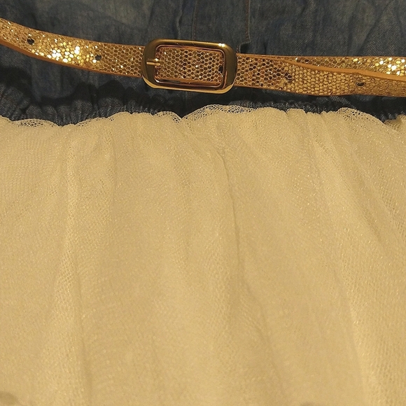 Knitworks dainty denim & white tulle belted country style dress - Picture 3 of 6